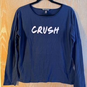 Victoria’s Secret Medium Navy Long Sleeve 'CRUSH' Graphic Tee